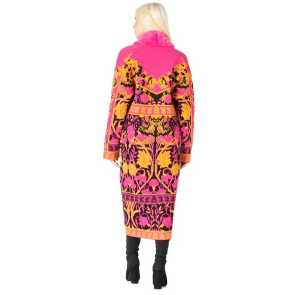 Vertigo Paris floral bloom & plush shawl collar duster coat L - Picture 9 of 9